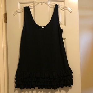 Black Tank Top with Ruffled Hem